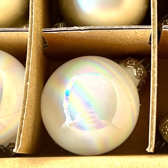 25 Mini Glass Xmas Ball Ornaments Silver Shiny Matte Glitter Opalescent - Picture 4 of 9